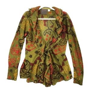Anthropologie Guinevere Avant Garde Floral Mohair & Merino Wool Cardigan
